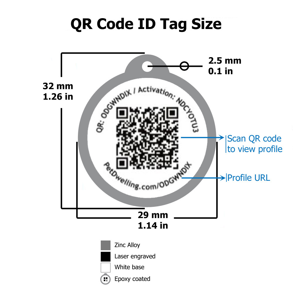 Pet Dwelling Premium ESA ID Tag – Online Profile – Instant Scan GPS Email Alerts