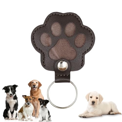 Pet Paw Print Leather Keychain Hair Keepsake Memorial