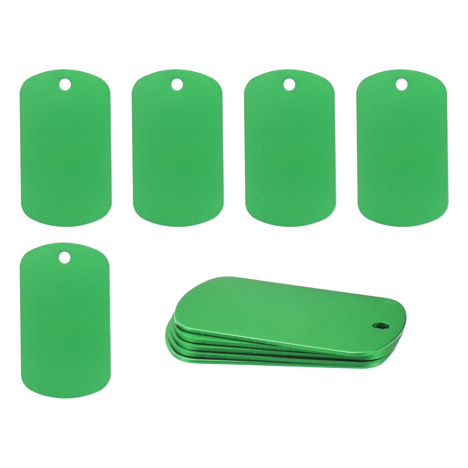 10-Pack 2″ x 1.18″ x 0.04″( L x W x T ) Blank Dog Tags [Green, 1 Hole]