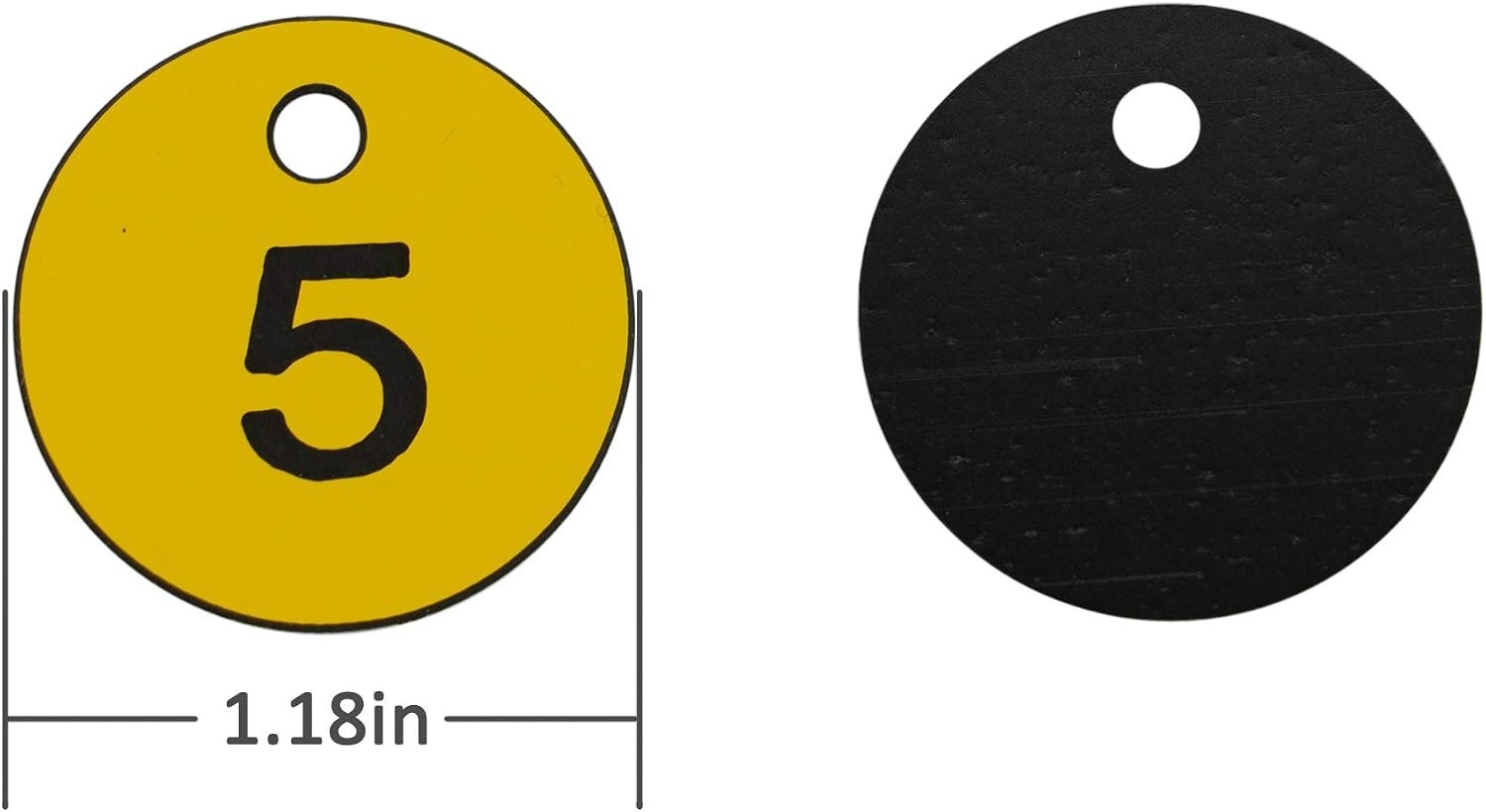 Yellow Plastic ID Number Tags – 50 Pack, 1.18″ Round Engraved Labels for Dail…