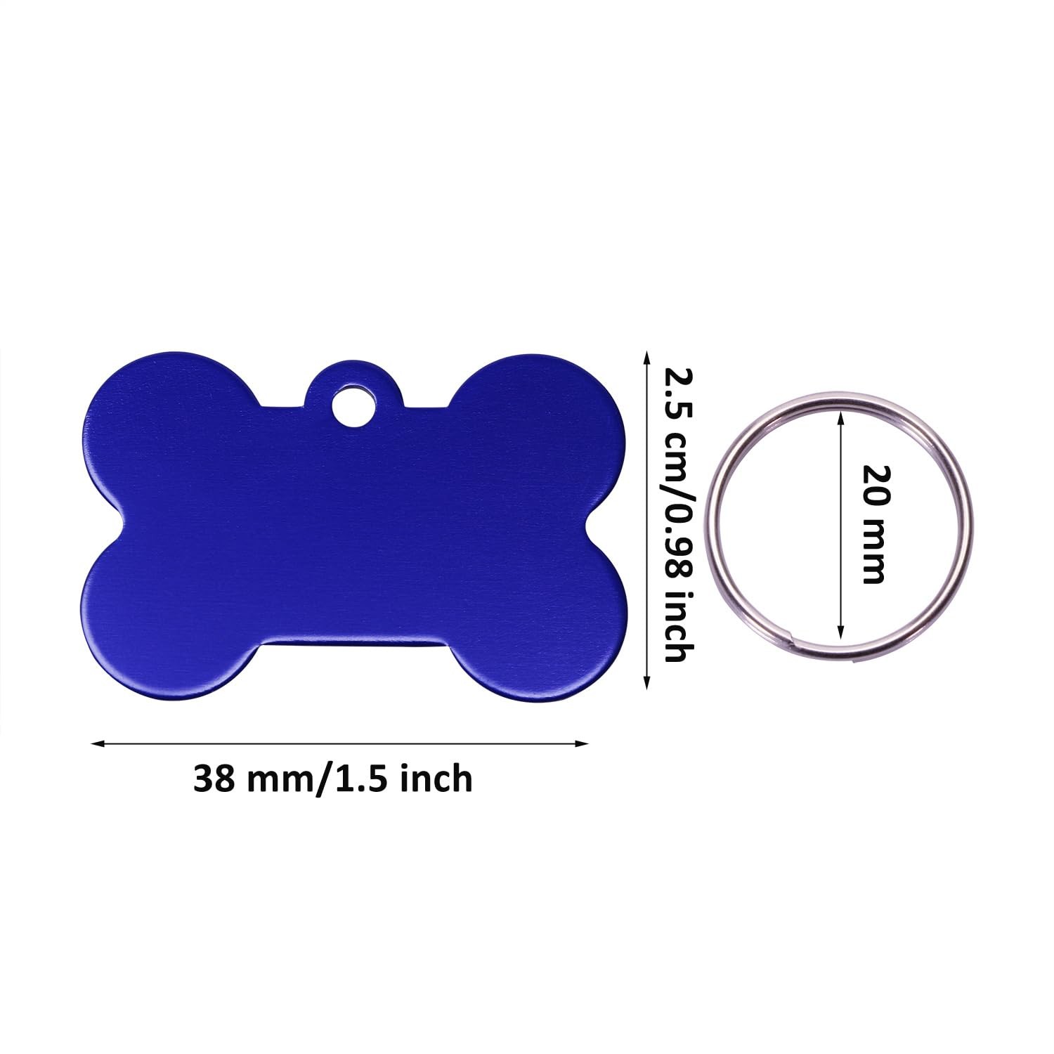 20 Pcs 38MM Aluminum Pet ID Tags Bone Shaped Dog Cat Name Phone Number ID Tags