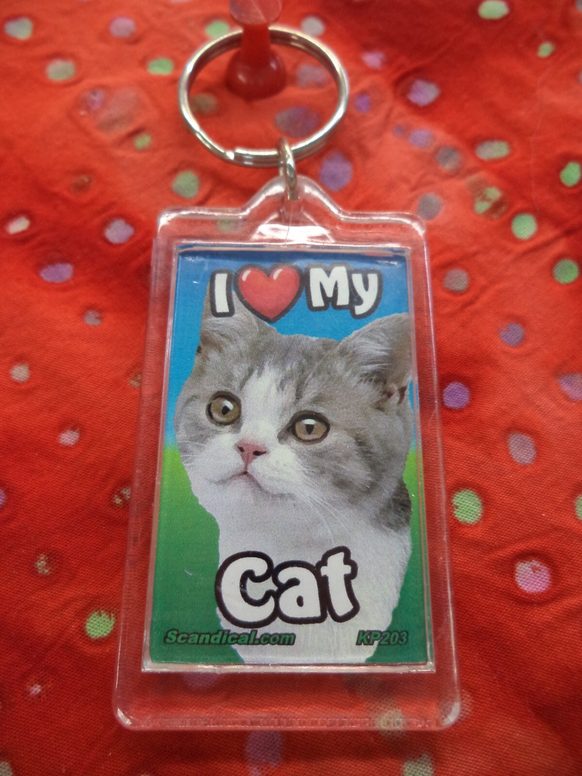 SCANDIAL PET KEY CHAINS – DOUBLE SIDED – I LOVE MY __CAT__ YOU PICK BREED! #1
