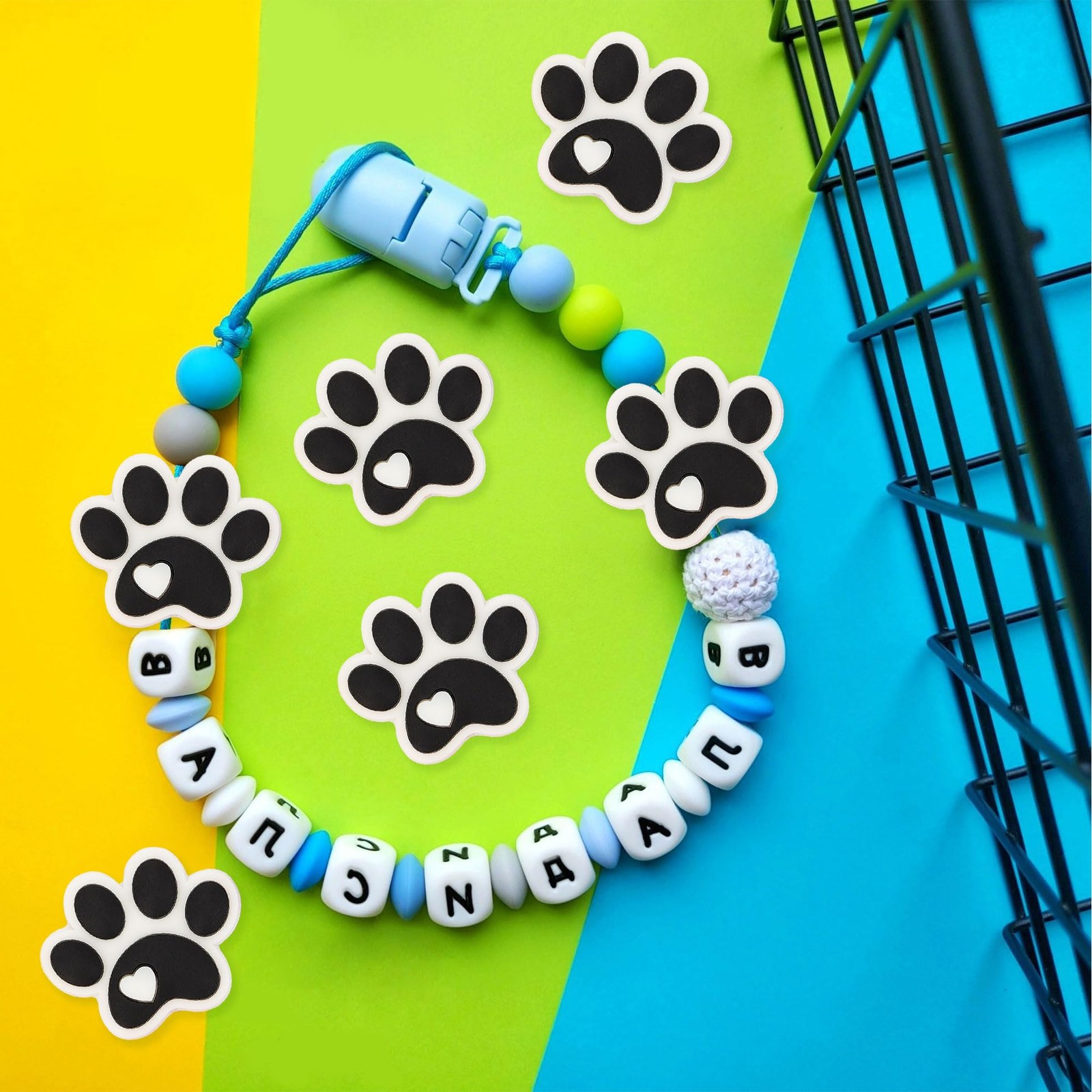 mortd 12Pcs Dog Paw Silicone Beads for Pens – Pet 0.98 x 1.18 inches,