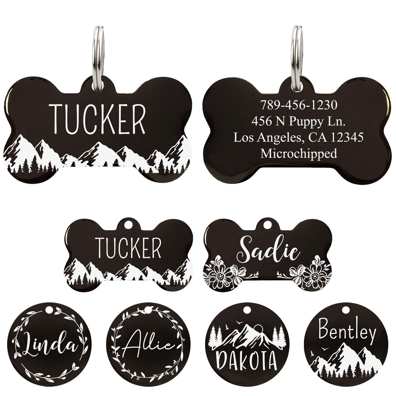 Ultra Joys Stainless Steel Pet ID Tag Dog Name Tags Perso – .Black-bone-mountain