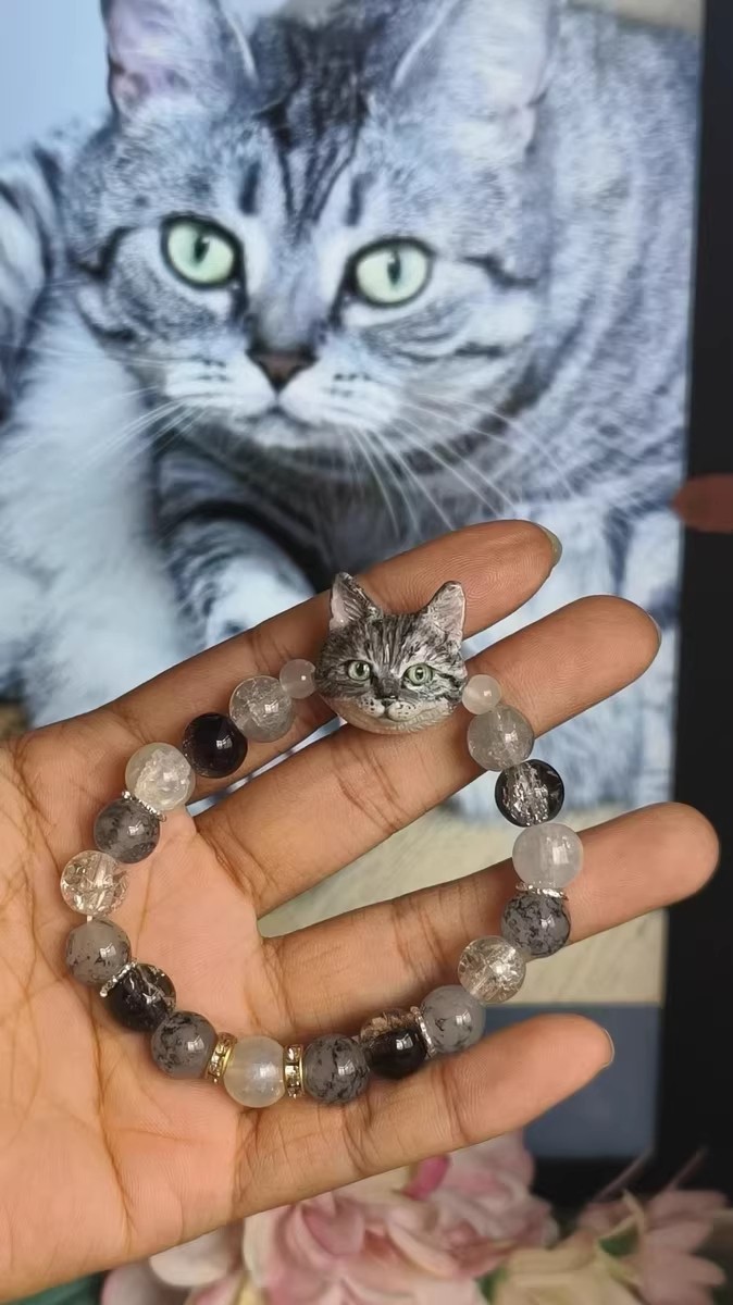 Custom Pet Portrait Bead Mini Charm Handmade Clay Dog Cat Pandora Necklace Gift
