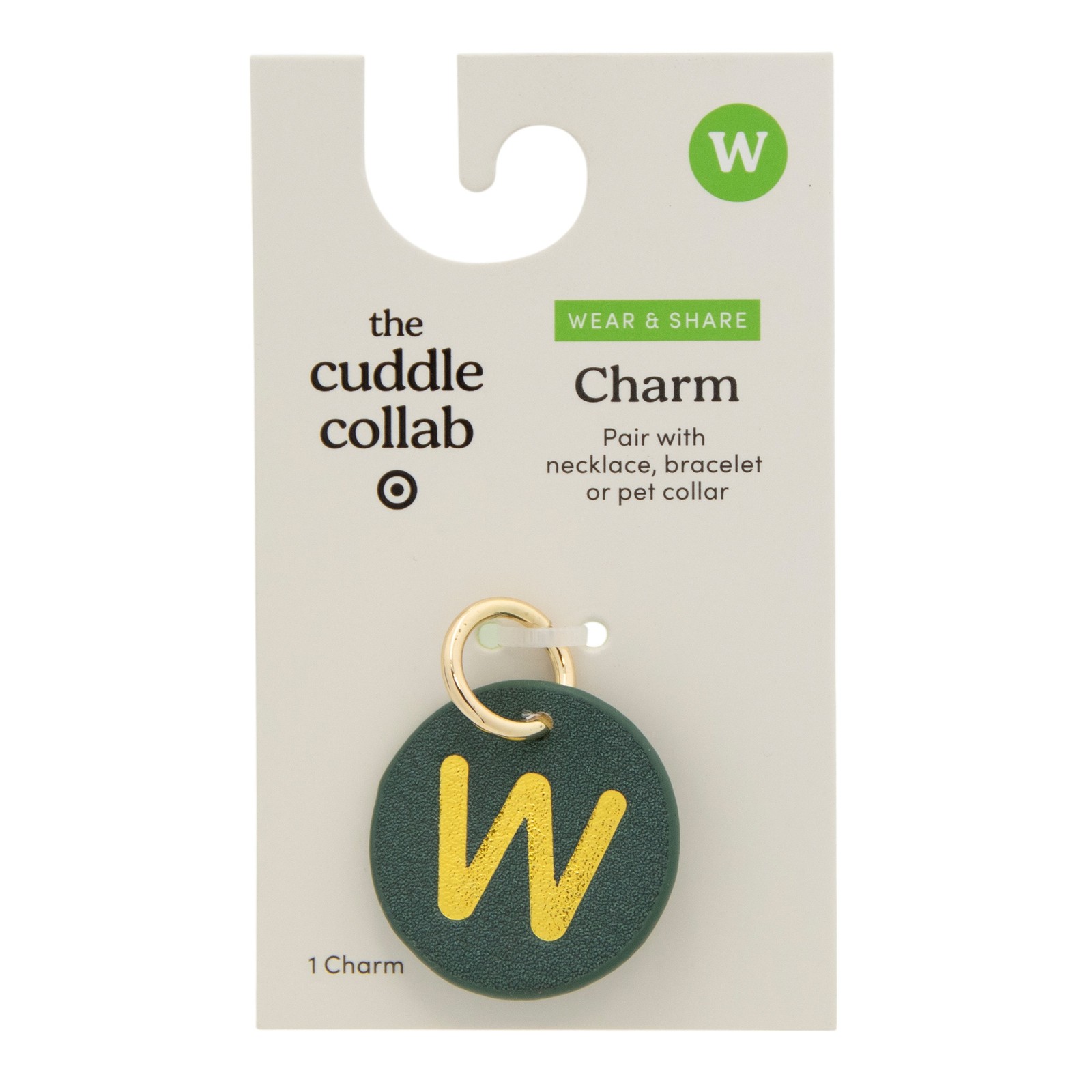 The Cuddle Collab Wear & Share Charm Faux Leather “W” Monogram in Dark Green