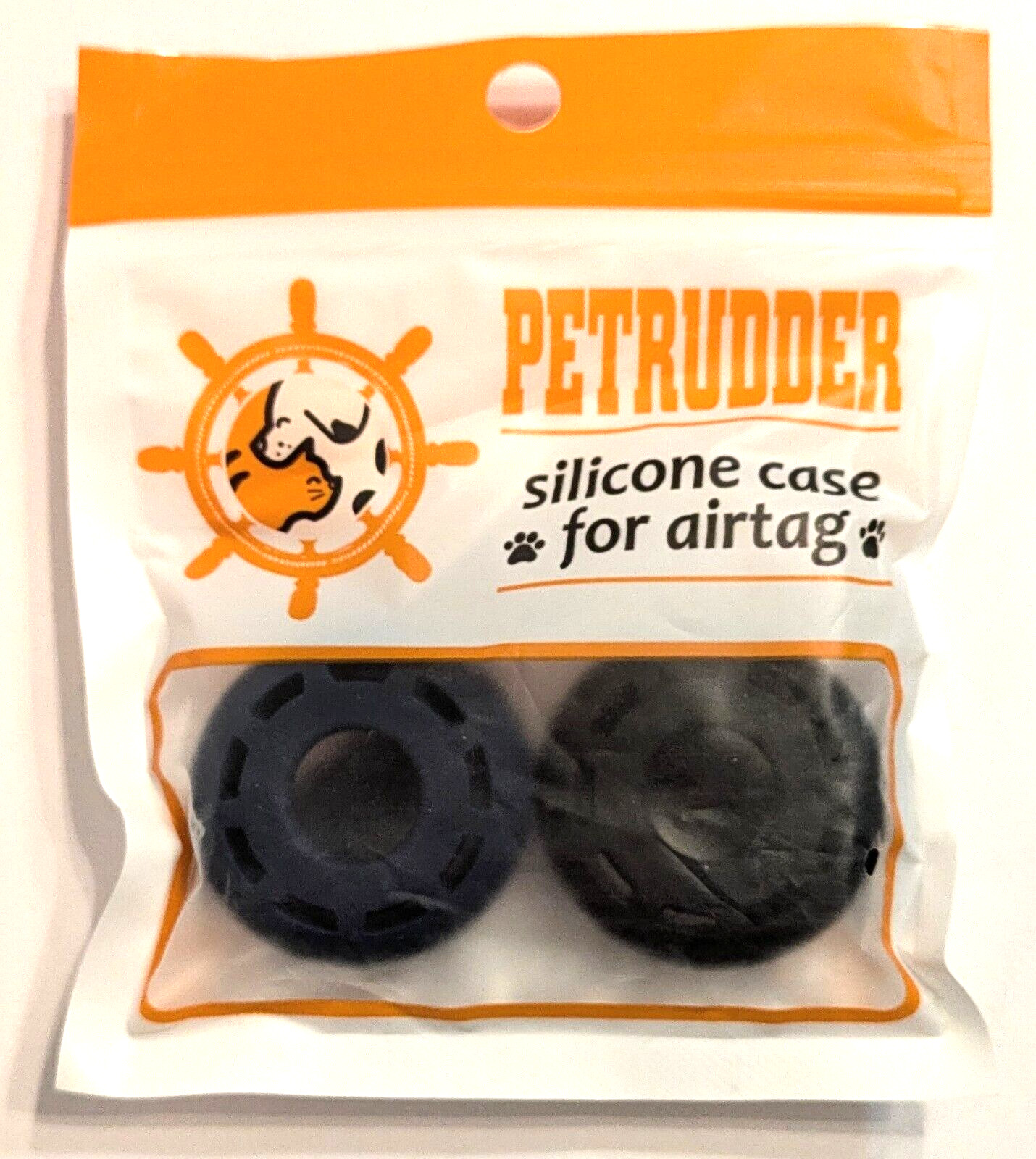PetRudder – Silicone Case For Dog Airtag – 1 Black, 1 Blue