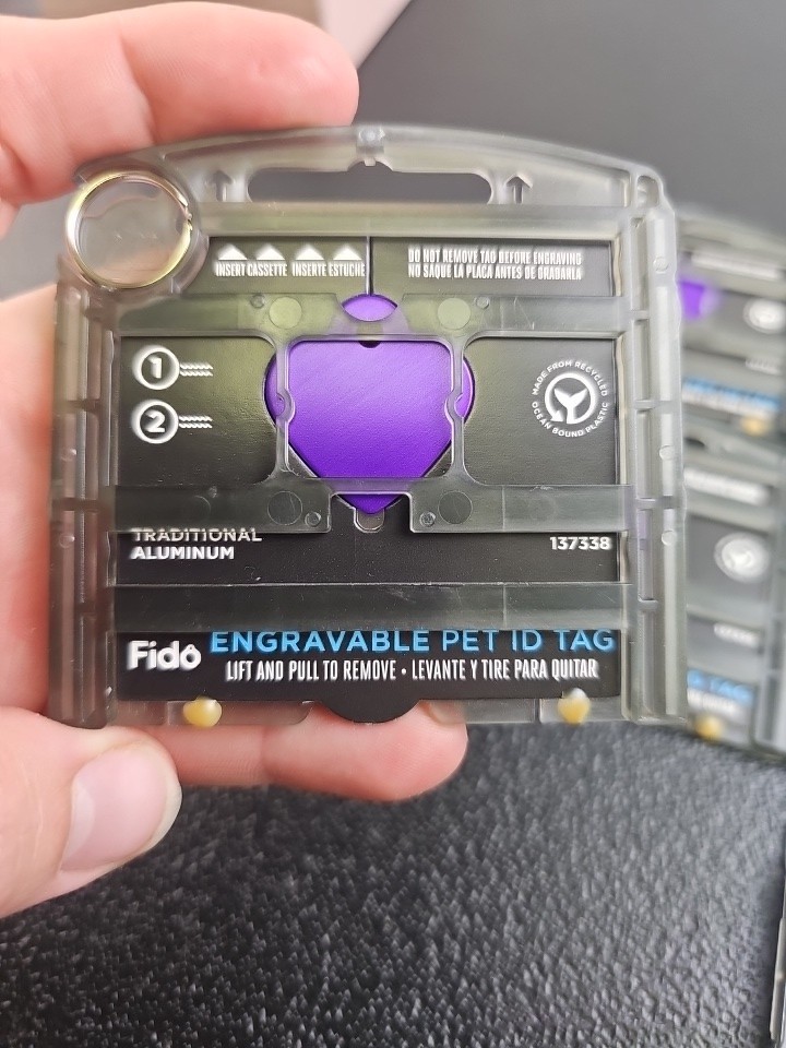 (S1)NEW FIDO ENGRAVABLE PET I.D. TAG PURPLE HEART, 9 PIECE