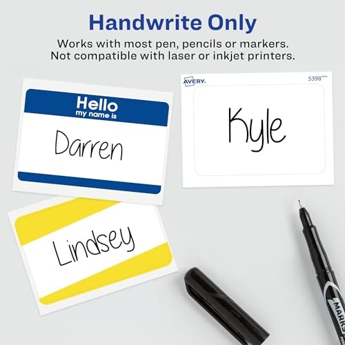 Avery Customizable Name Tags, Hello My Name is, 2-1/3″ x 3 25 Count (Pack of 1)