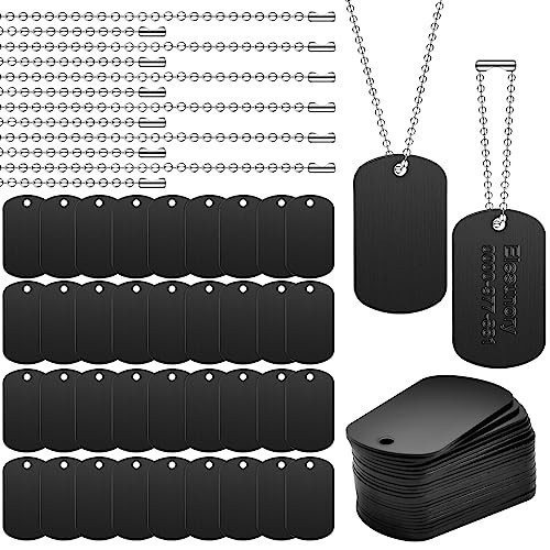 100Pcs Military Dog Tags Set – 50 Aluminum Blank Tags & 50 Iron Chains, Personal