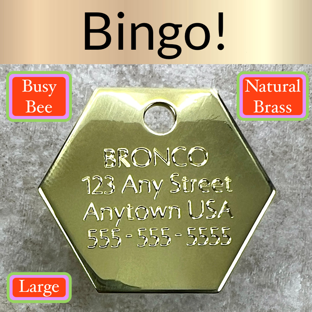 Custom Engraved Dog Tags Personalized Dog Collar Pet Tag Engraved BRASS BUSY BEE