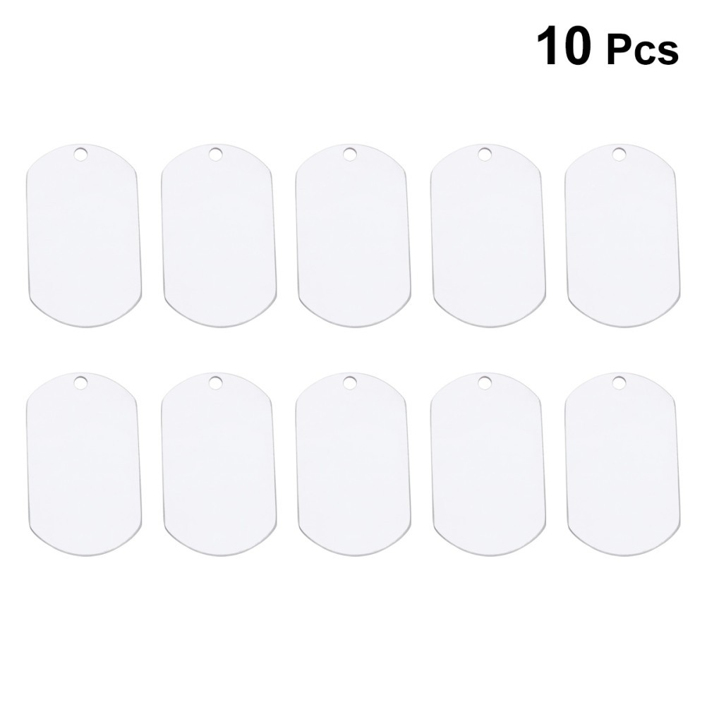 10Pcs Reusable Dog Id Tags Silver Titanium Steel Shaped Pendant for Pets
