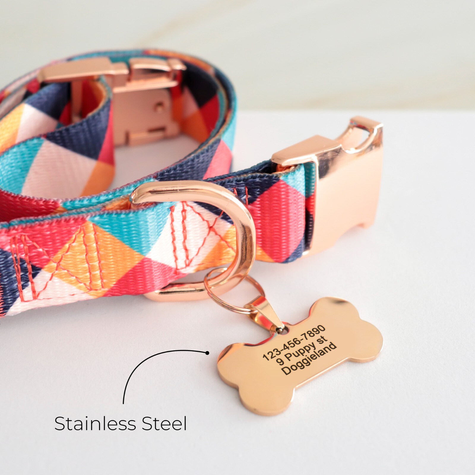 Personalized Stainless Steel Cute Shiny Bling Custom Bone Shape Pet Tag ID
