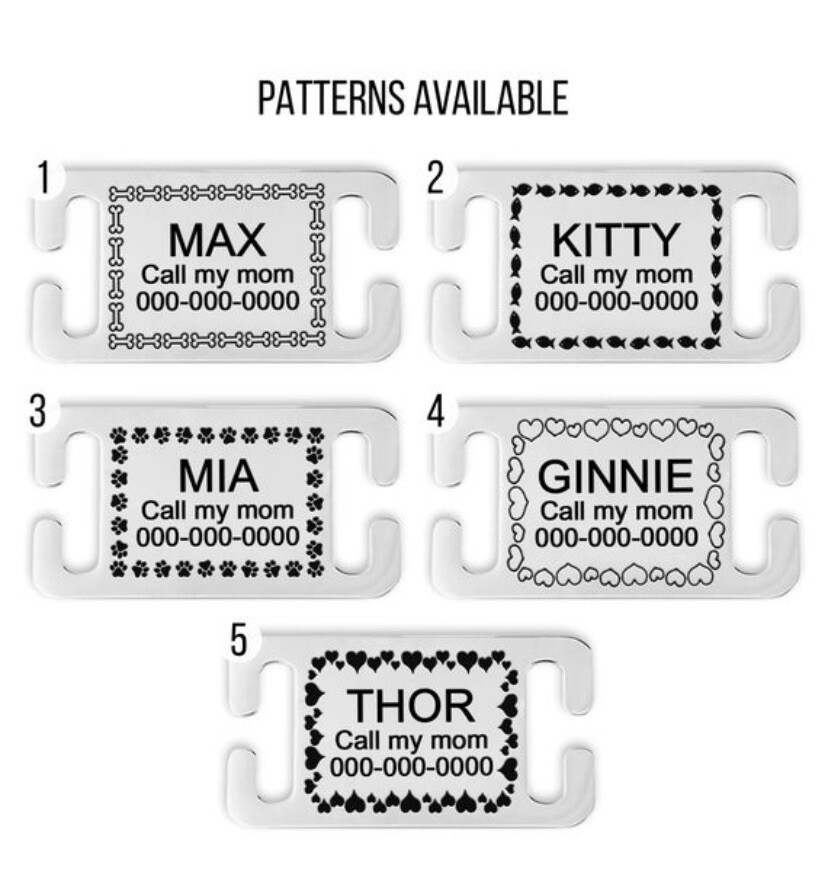 Stainless Steel Slide-On Collar Pet Dog Identification Name Tags Custom ID