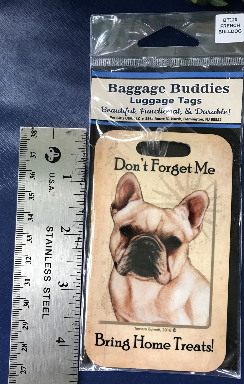 2018 French Bulldog Luggage Tag Crate ID Tag Aluminum Acrylic Baggage Buddies