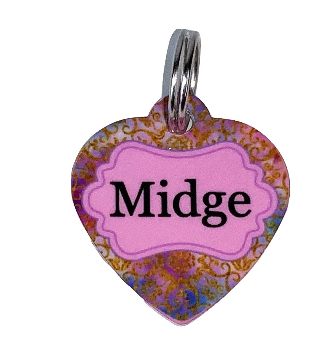 Pet ID Tag Floral Personalized Custom Double Sided Pet Tag w/name & number