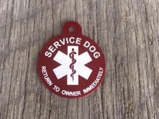 Personalized Engraved Aluminum Service Dog Pet ID Medical Symbol