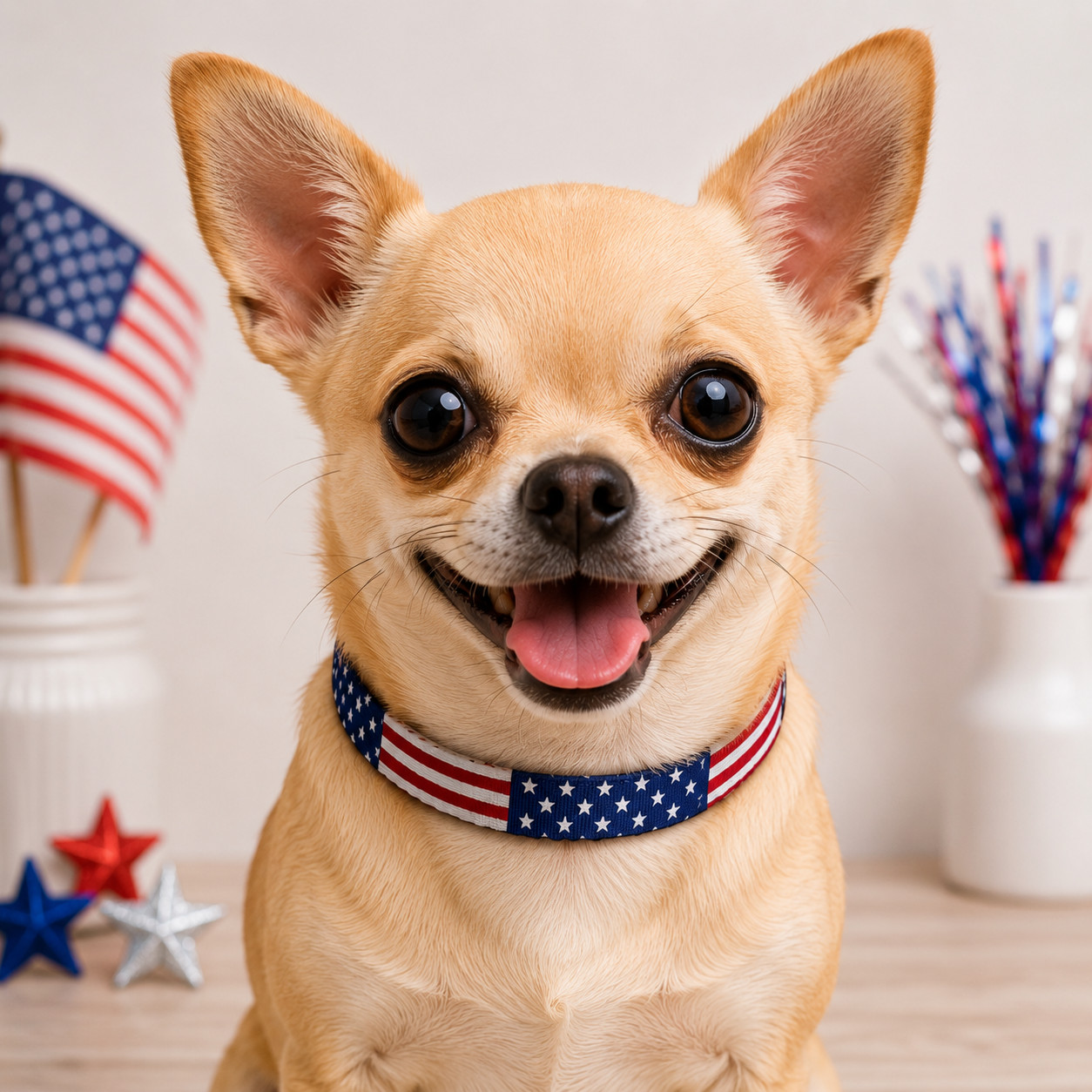 Patriotic American Flag USA Stars and Stripes 4th of July Clip-on Pet Dog Collar
