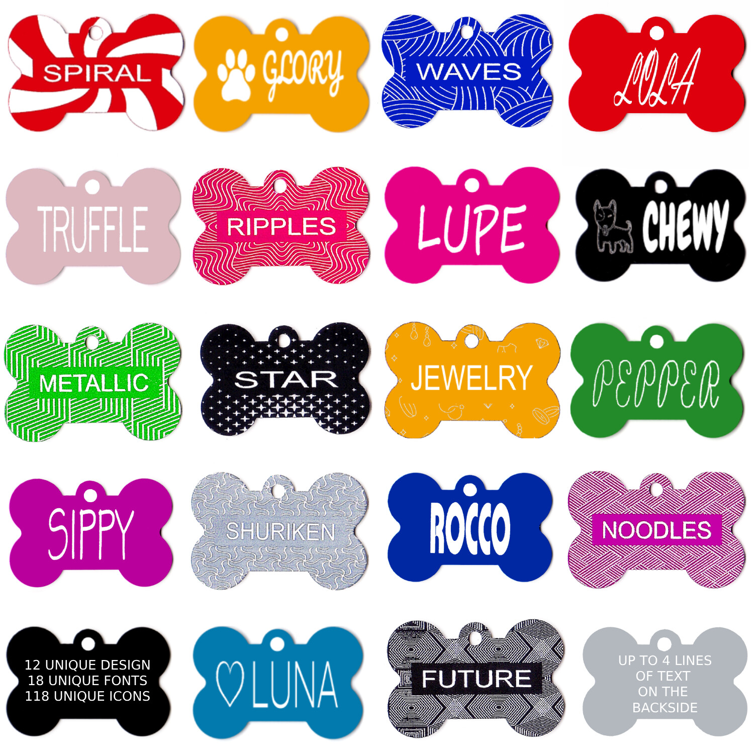 DOG CAT PET NAME ID TAG CUSTOM DESIGNER HANDMADE DOUBLE-SIDED ENGRAVED 15%+ OFF