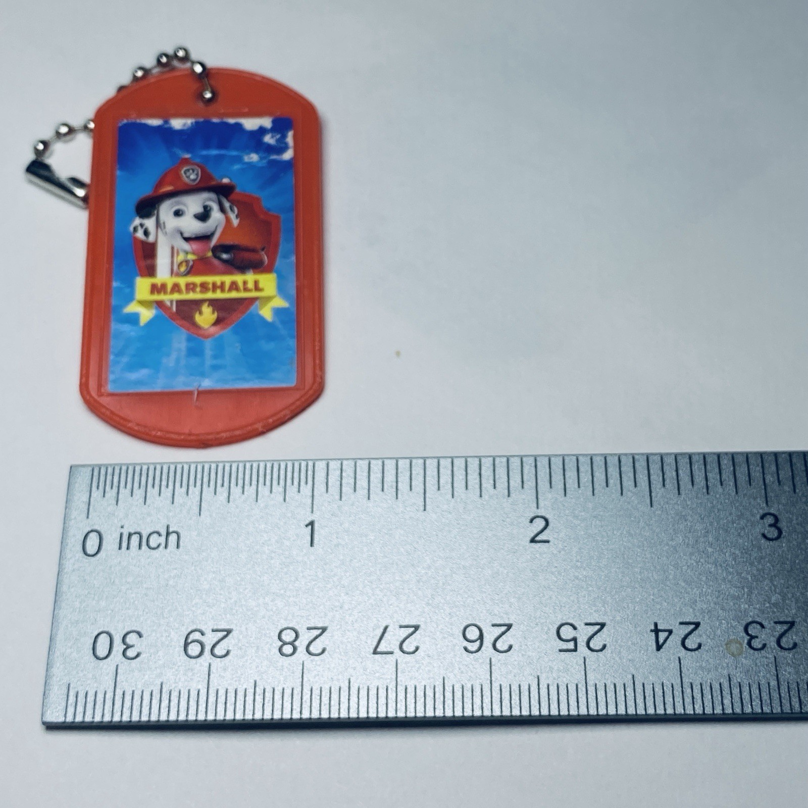 Paw Patrol Keychain Dog Tag Pet Red Marshall Ball Chain Plastic Fob Charm n