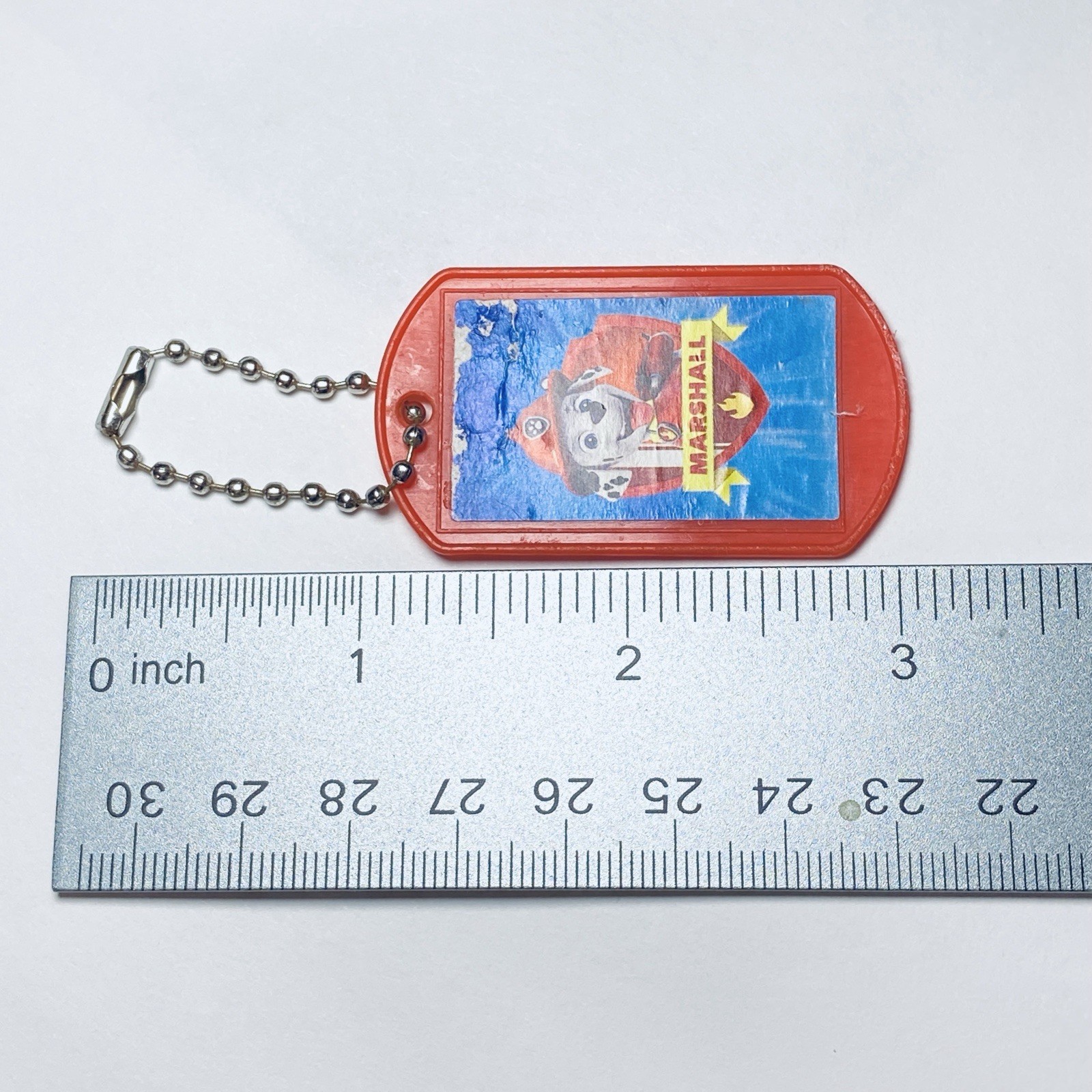 Paw Patrol Keychain Dog Tag Pet Red Marshall Ball Chain Plastic Fob Charm n