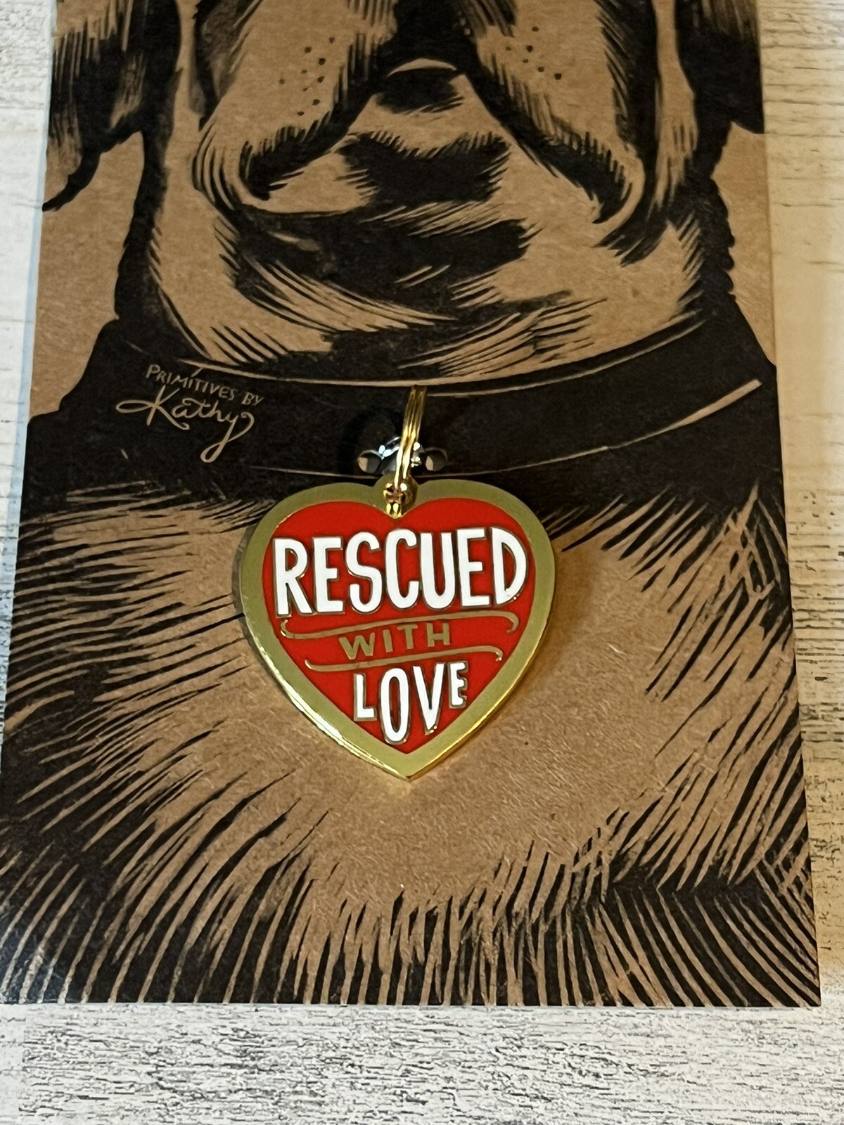 Cat Dog Tag Primitives By Kathy Rescued With Love Puppy Kitten Heart Charm