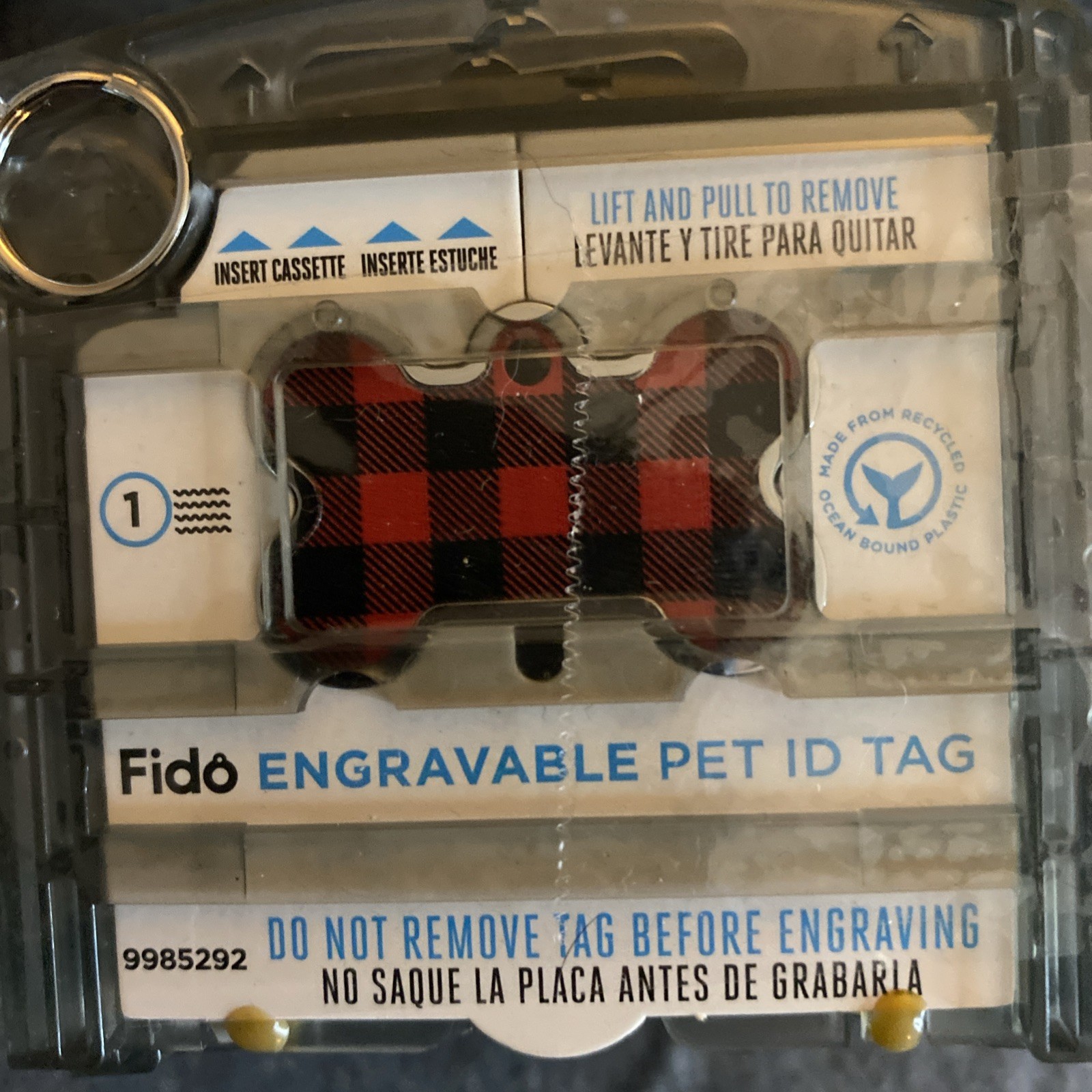 Fido Engrave Pet ID Tag Red Plaid Heart
