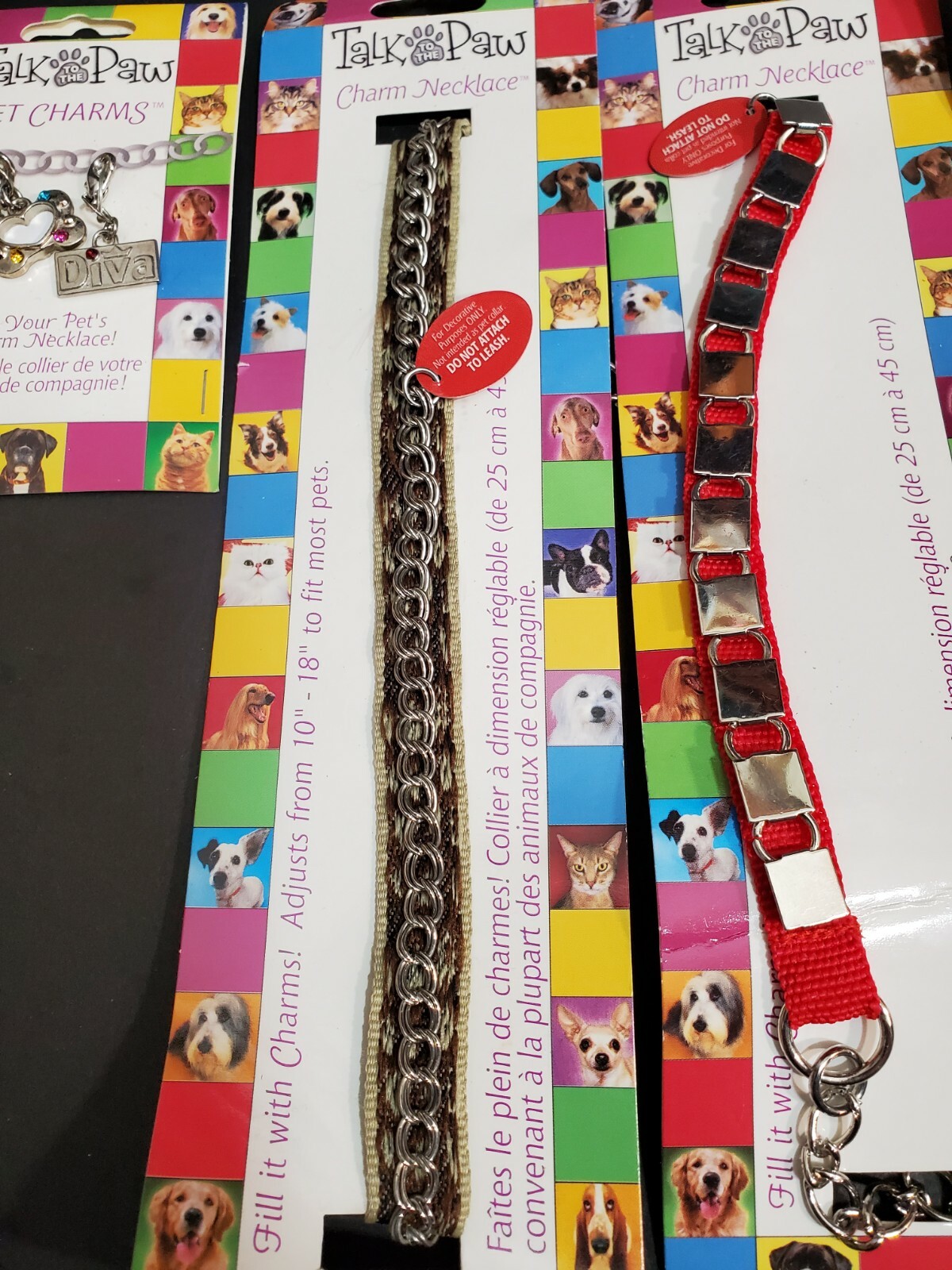 Talk to the Paw Dog 3 Charm Necklaces & 4 Pet Charms 10 – 18 inches