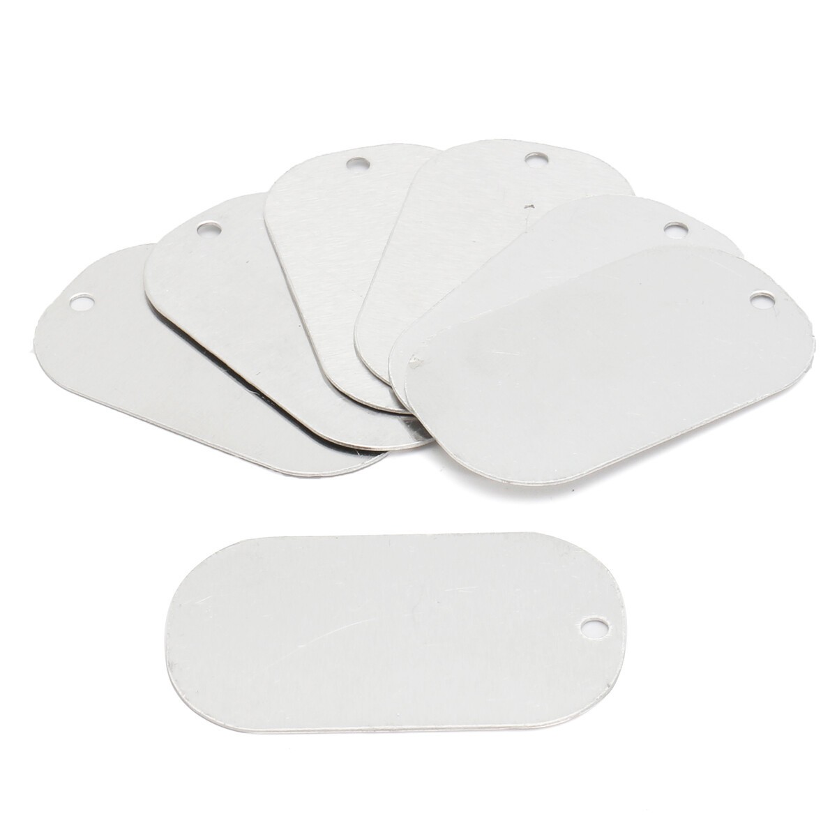 10 Blank Glossy Silver Aluminum Dog/Cat Tags (1-1/8″ x 2″)-NEW-FAST SHIPPING-USA