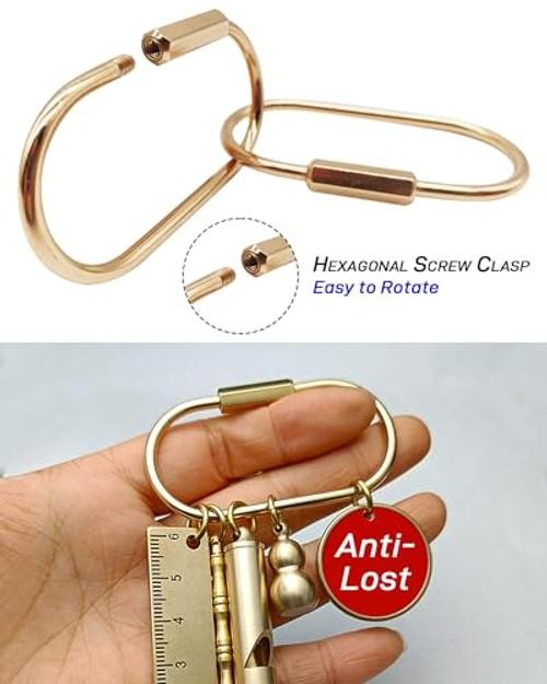 Premium Brass Keychain-Gold Key Ring Gold Carabiner Clip with Secure Locking