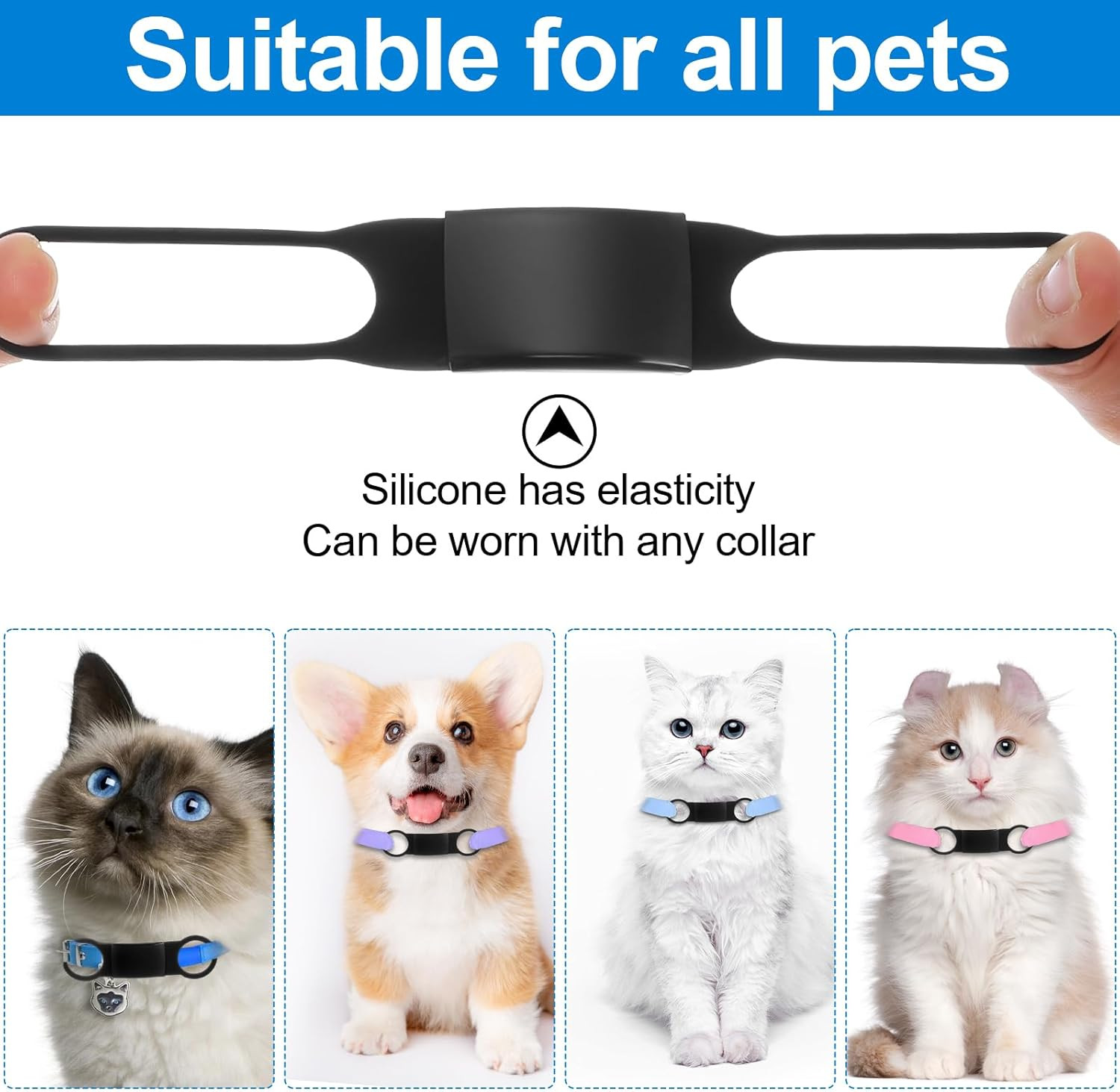 2 PCS Silicone Dog Tag Holder Personalized Slide on Pet Id Tags Silicone Elas…