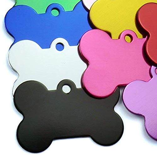 20 Pcs 38mm Bone Shape Pet ID Double Sided Tag Dog Cat Pet Name ID Tag