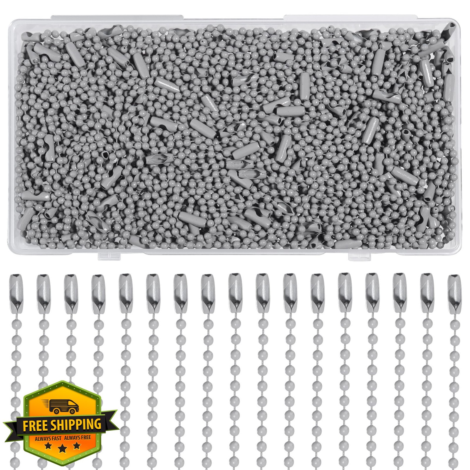 Lemonkey 200 Pcs Gray Ball Chain Rings 4 Inch Dog Tag