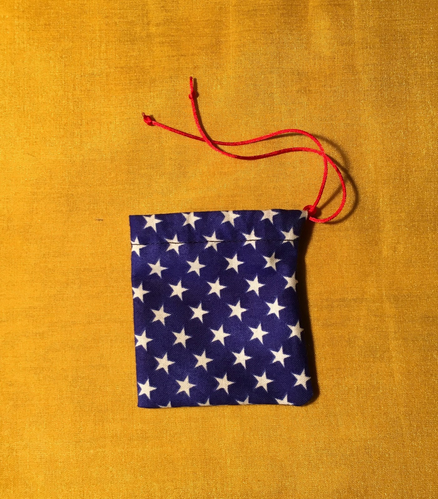 Handmade Dog Cat Flag Tag Bags, Blue with Stars, Patriotic, Covers Collar Tags
