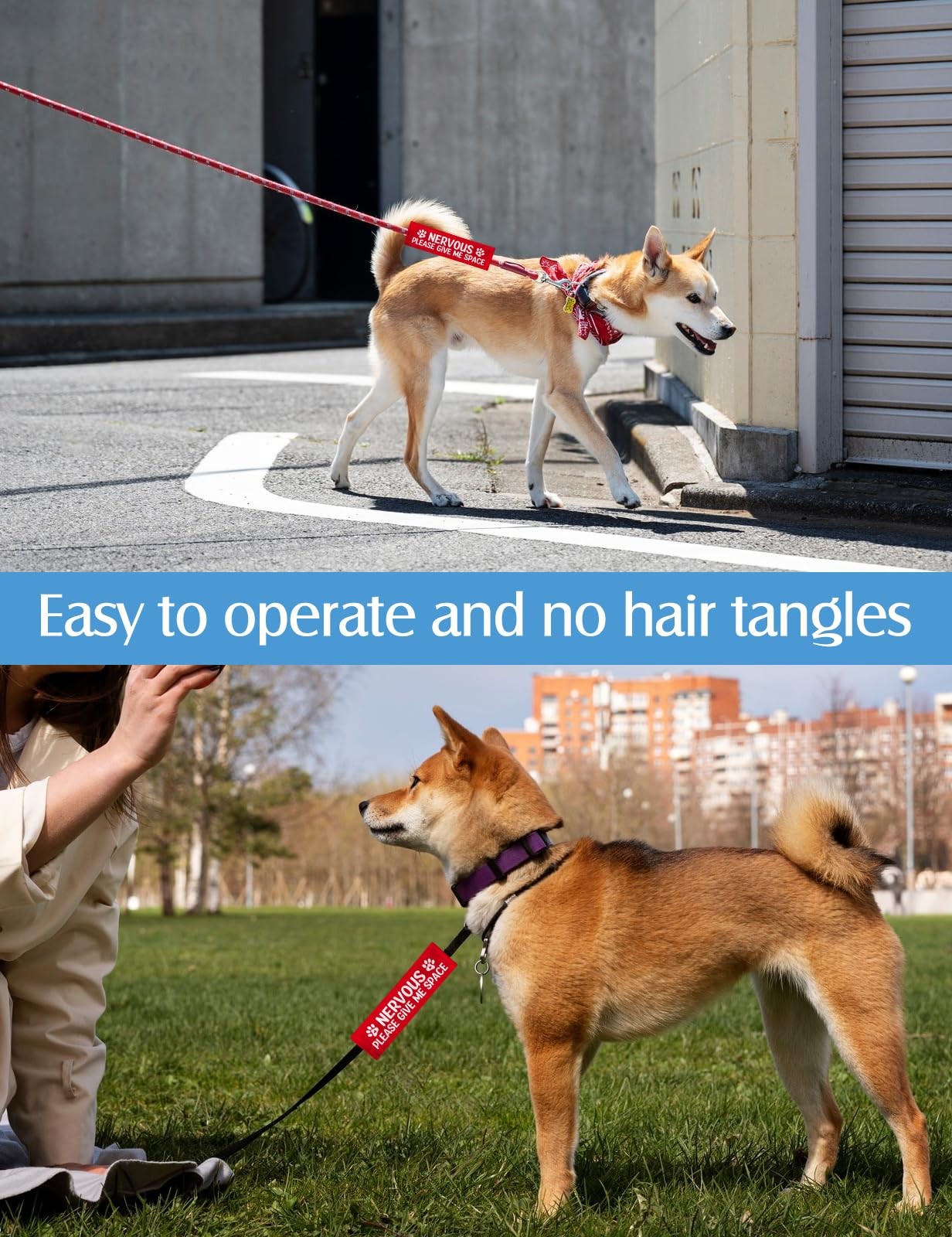 Give Me Space Nervous Dog Leash Sleeve Wrap Alert Hanging ID Patch Tag Gift