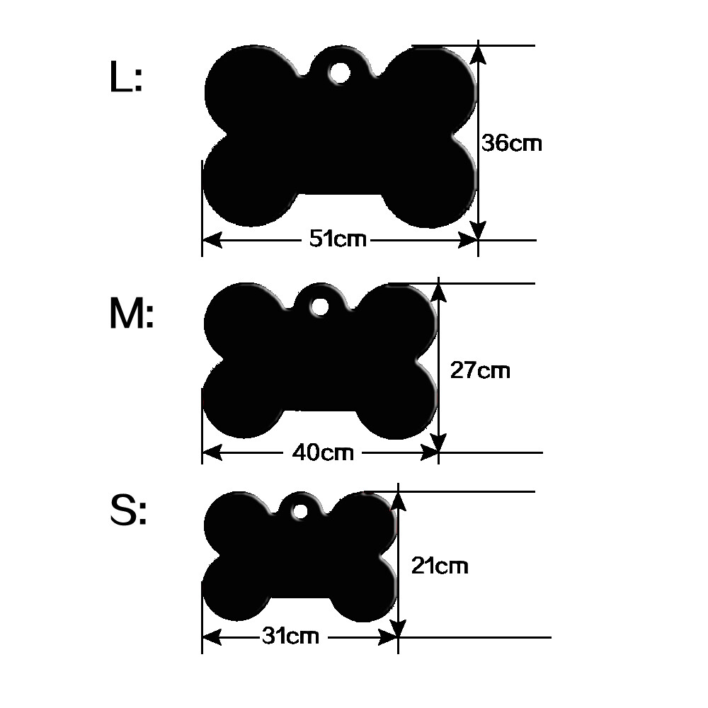 100pcs Wholesale Dog Tag Bone Shape Blank Anodized Aluminum Bulk Pet Tags S M L