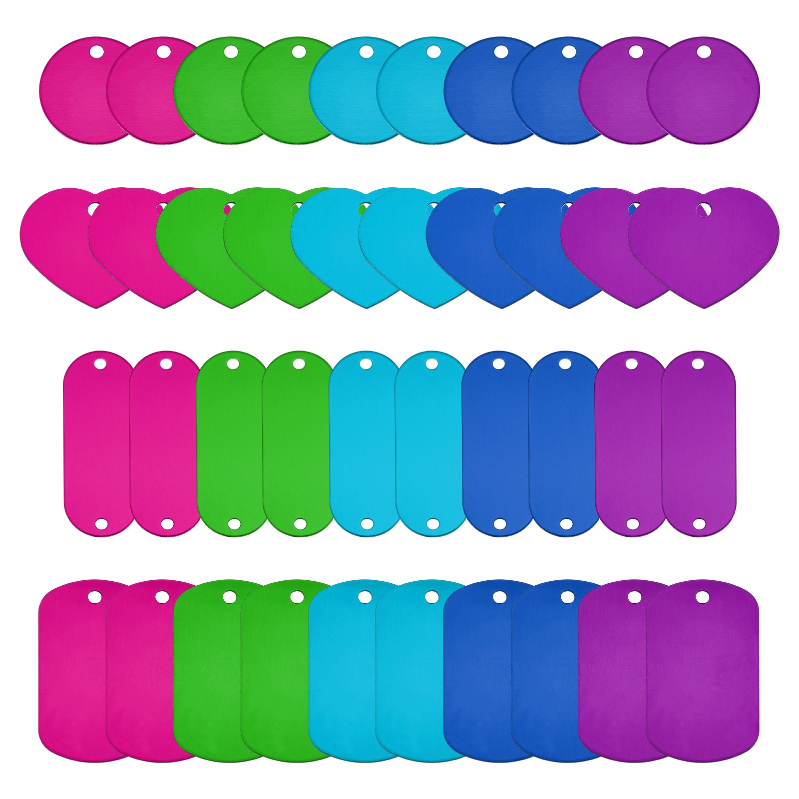 120Pcs Aluminum Engraving Blanks Tags, Purple/Blue/Light Blue/Green/Rose Red