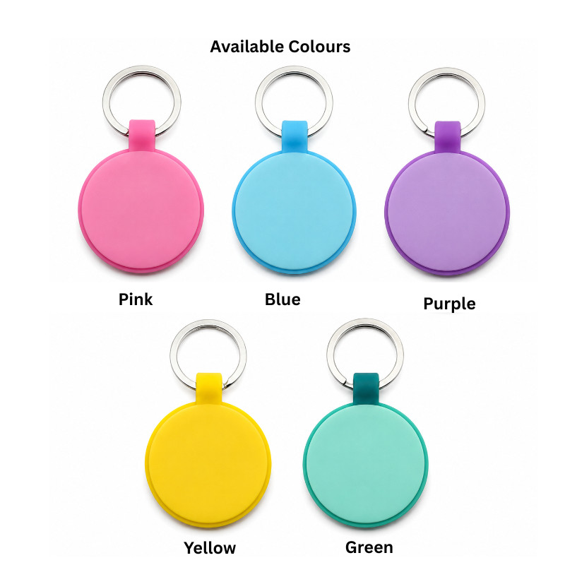 Personalized Round Silicone Pet Tag Engraved Dog Tag Cat Tag Silent Name Tag