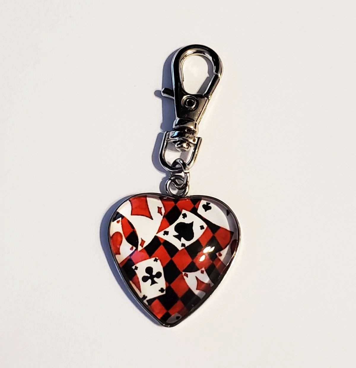 CARD SUITS POKER CHARM ZIPPER PULL BAG PURSE WALLET BACKPACK DOG CAT COLLAR ACE