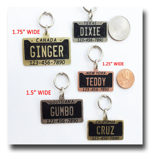 License Plate Pet ID Dog Name Tag Free Engraving Brass Copper Nickel Silver