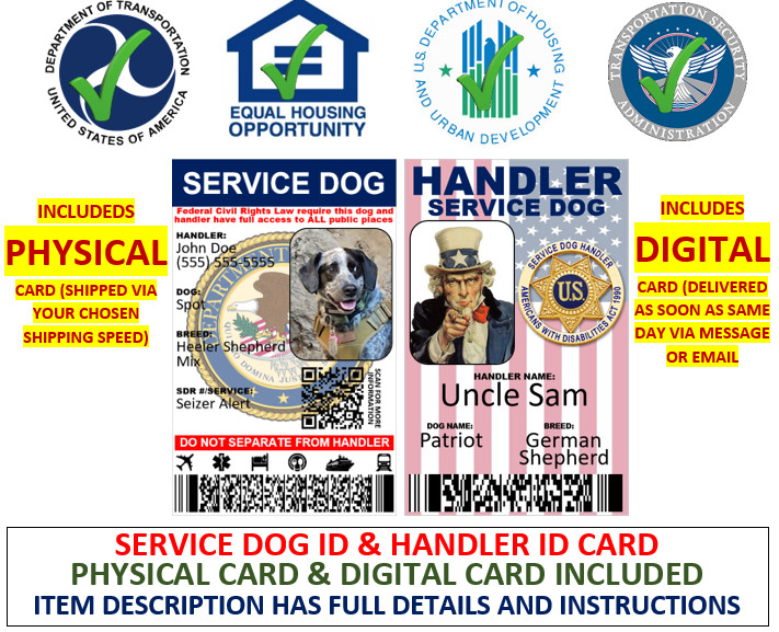 SERVICE DOG & HANDLER ID CARD CUSTOMIZABLE PHYSICAL & DIGITAL INCLUDED