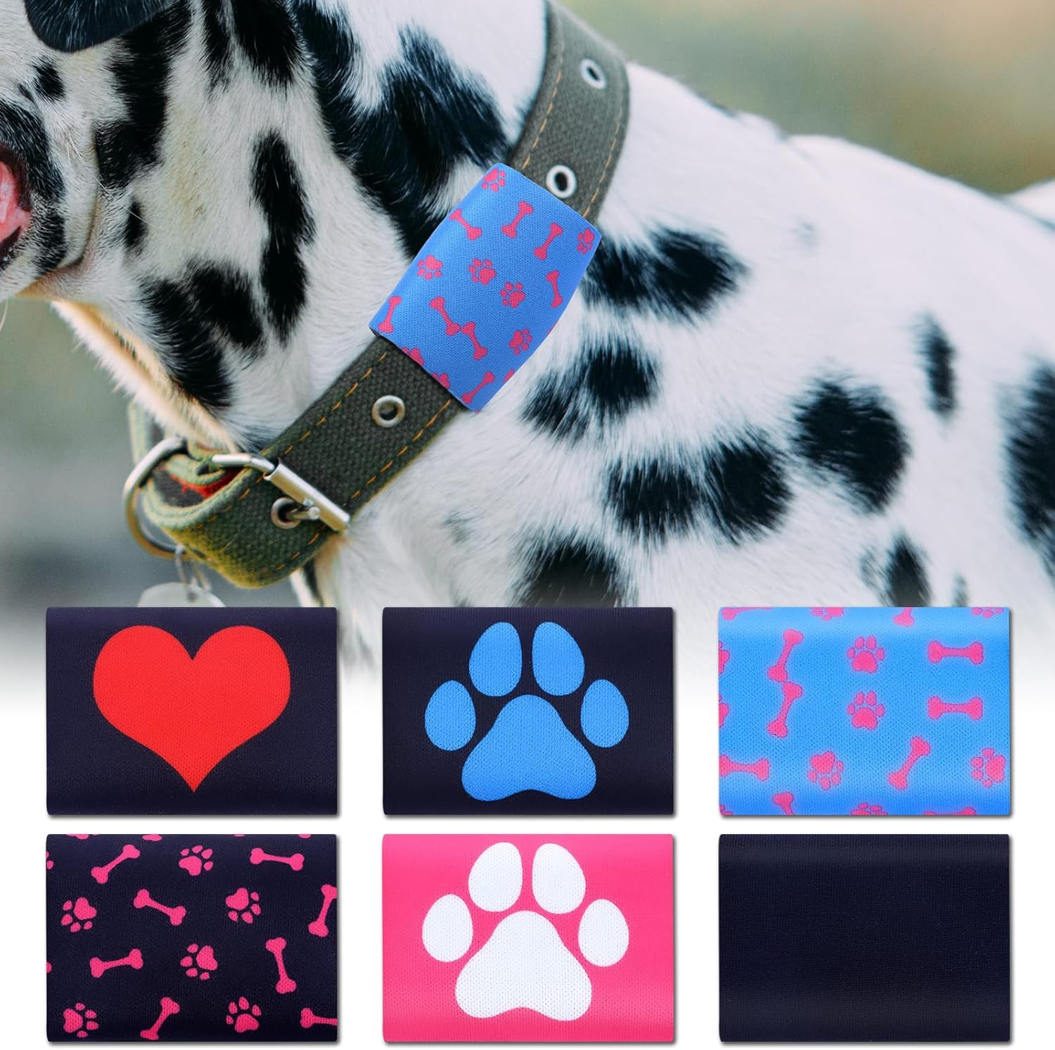 6 Pcs Dog Tag Silencer Covers Soundless Protector for Pet Collar 6 Styles Classi