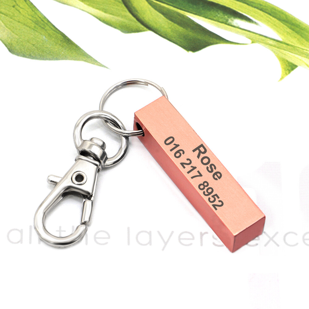 Personalized Dog Tag Columnar Custom Pet Name ID Engraved Pendant Key Chain