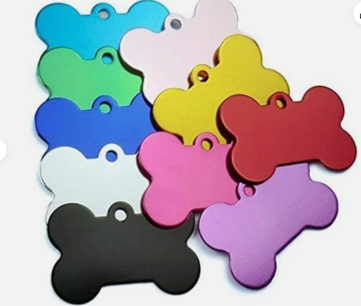 Multicolor Aluminum Pet ID Tags – 50 Durable, Double-Sided Bones w/ Key Rings*