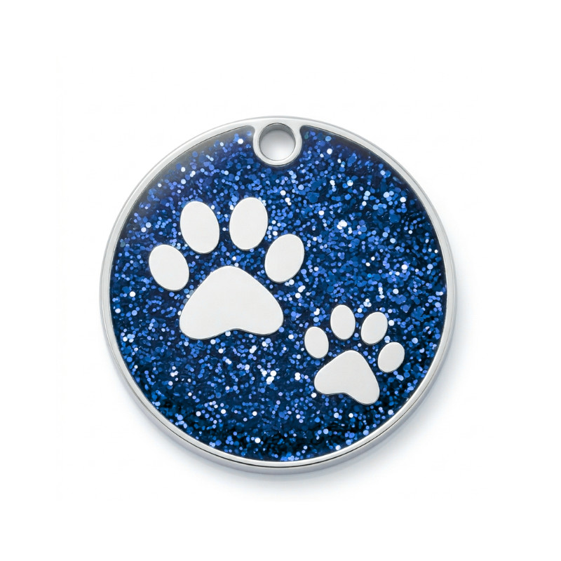 PET ID TAG CUSTOM ENGRAVED PERSONALIZED DOG CAT NAME TAGS Glitter PAW DOG TAG