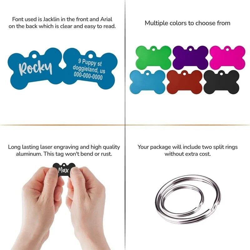 Personalized Pet ID Tag Dog Cat Nameplate Collar Custom Tag for Dog Cat Collar