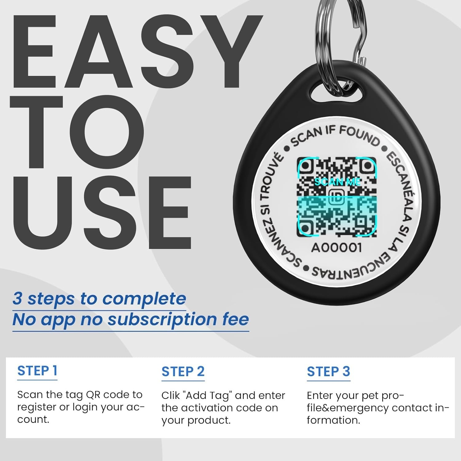 Personalized QR Code Dog ID Tag – Secure, Waterproof Pet Safety Solution