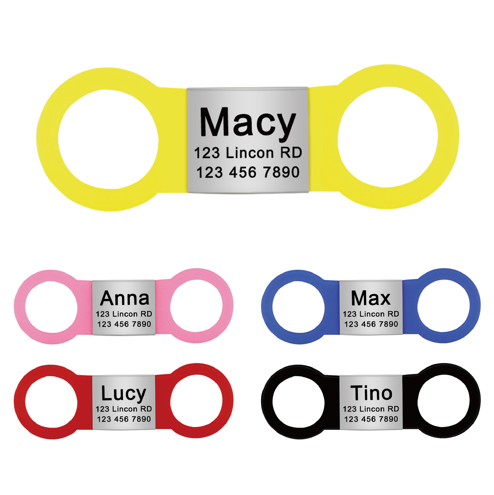 Personalized Slide-On Pet ID Tag for Dog Collars Engraved Nameplate Slide-On