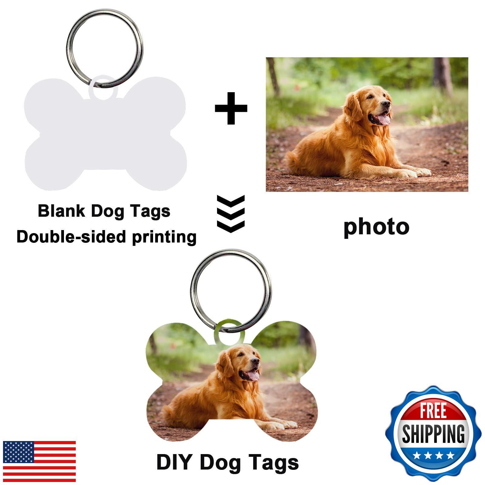 30 Pcs Sublimation Blank Dog Tags Bone Shaped DIY Double Sided Aluminum Dog I