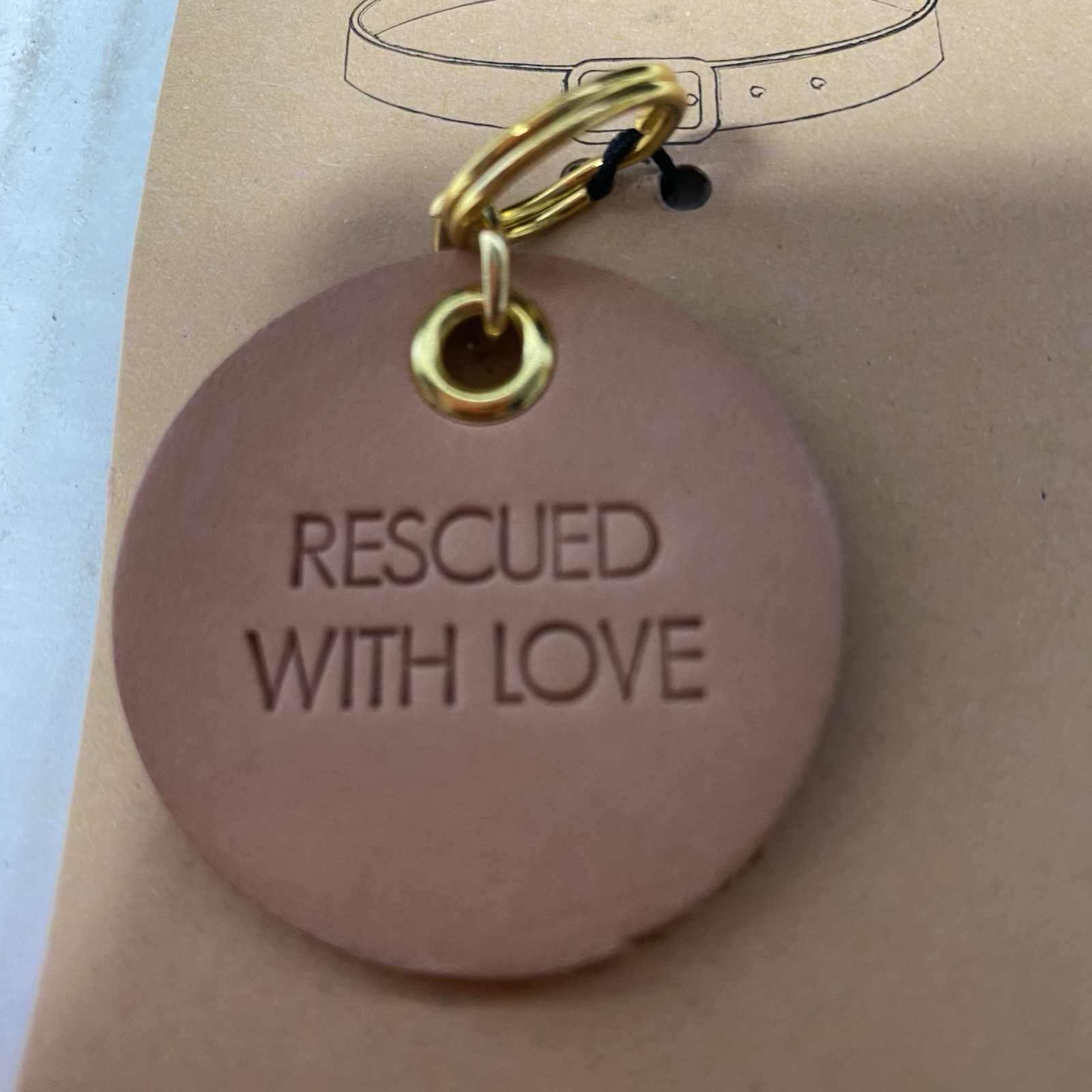 Rescued With Love Leather Pet Tag Dog Cat Animal